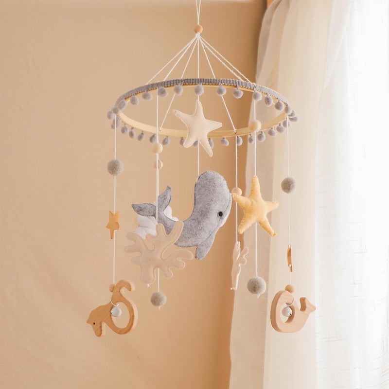 let's make Crib Mobile for Baby Boys Girls Ocean Whale Nursery Mobile Gender Neutral Baby Mobile Handmade Ceiling Mobile Best Gifts for Christmas Birthday Baby Shower - Image 2